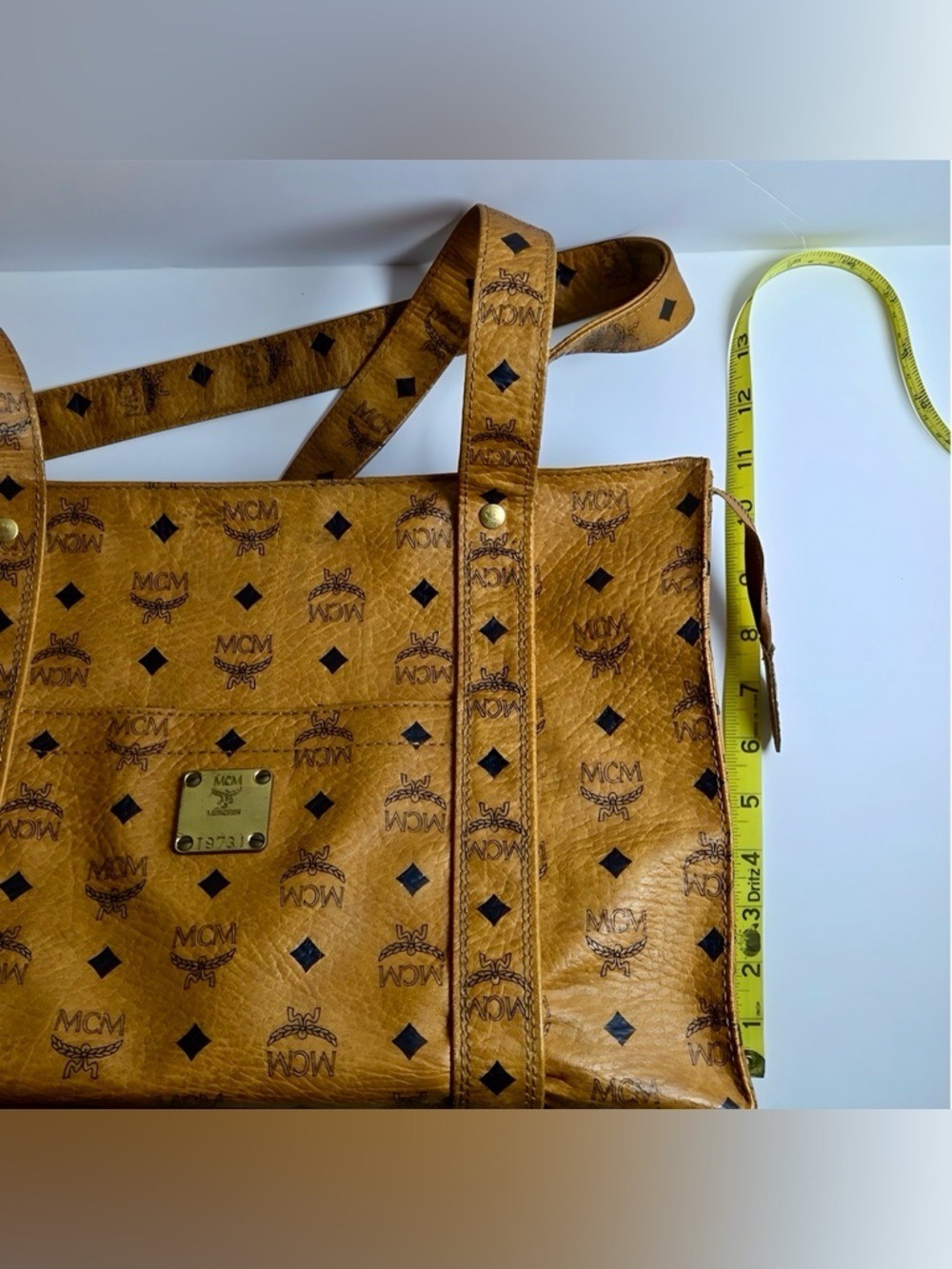 Vintage MCM Visetos Cognac Tote Shopper Bag Monogram Large - Picture 10 of 16